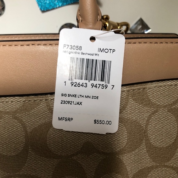 COACH💎SNAKESKIN ZOE SATCHEL + KEYCHAIN BAG CHARM - Picture 6 of 8